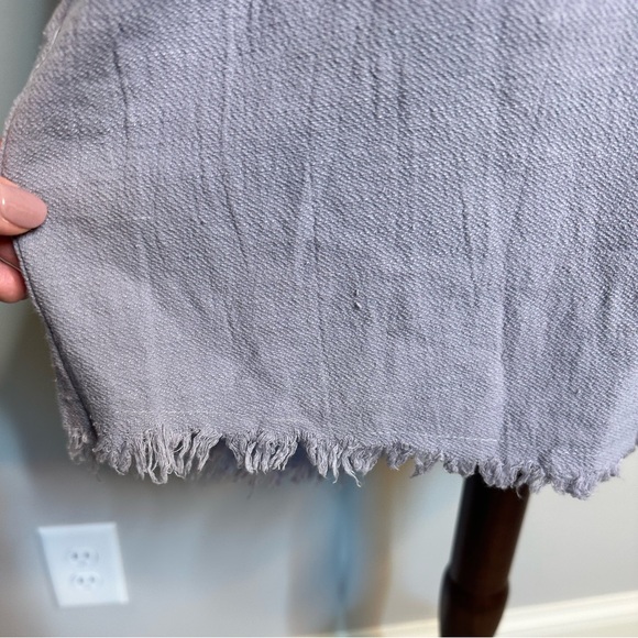 Sz S Umgee grey v neck sleeveless high low midi dress frayed edges pockets gauze - Picture 6 of 9